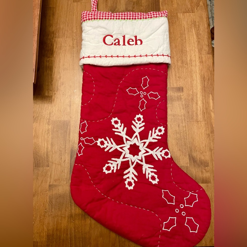 Pottery barn kids Christmas stocking. Embroidered Caleb.
